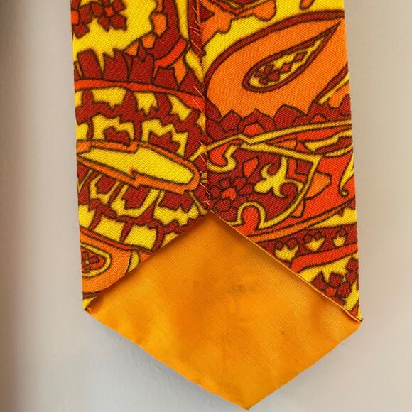 Vintage Handmade 1960's Men's Dress Tie Mod Paisley Design Groovy MCM Hippie - Picture 6 of 10